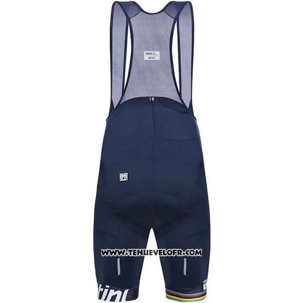 2019 Maillot Ciclismo USA Blanc Fonce Bleu Manches Courtes et Cuissard